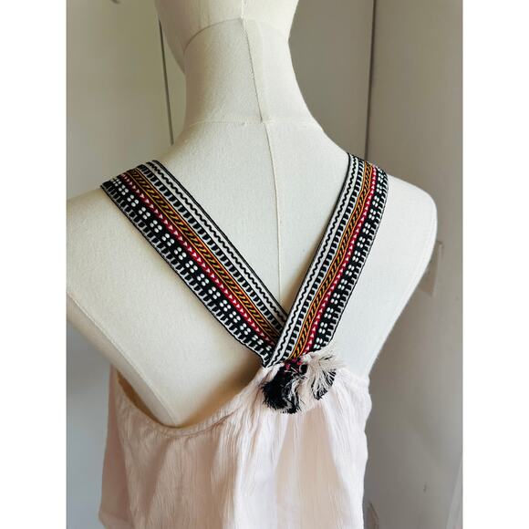 French Connection Bohemian Tank Size 6 Flowy Cream Ethnic Details Indie Vibes - Picture 5 of 9